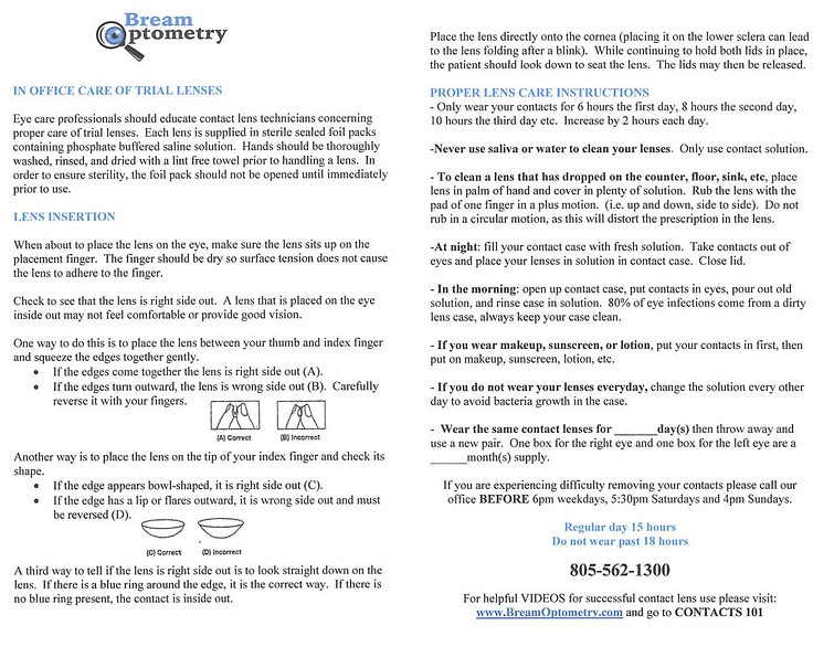 CONTACTS 101 breamoptometry